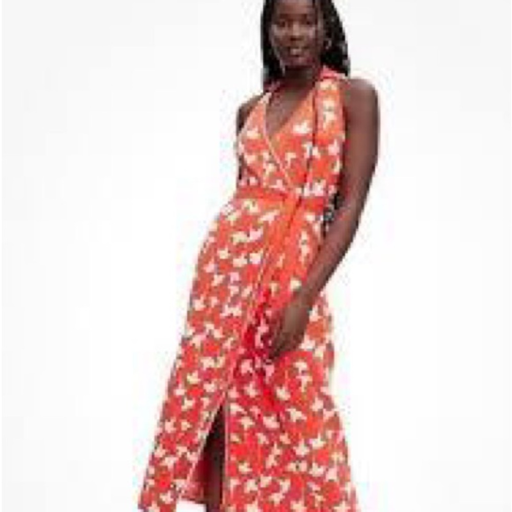 DVF Target Collab Floral Wrap Dress in Orange and White